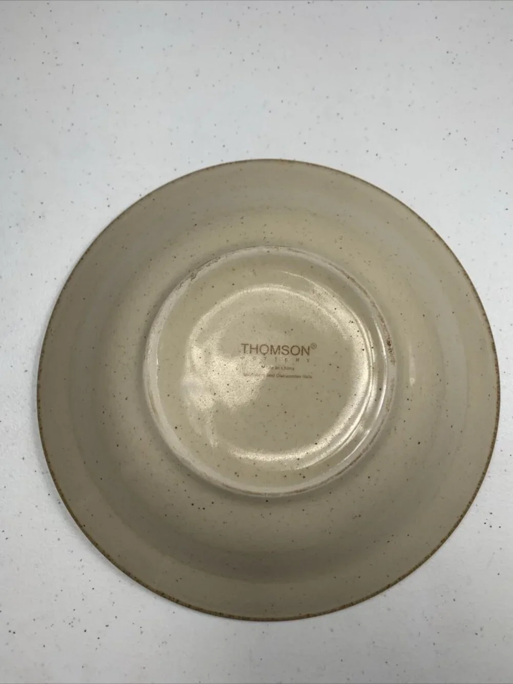 Thomson Pottery, Swirl Pattern Diameter Large Rim Soup Bowl Pasta Green